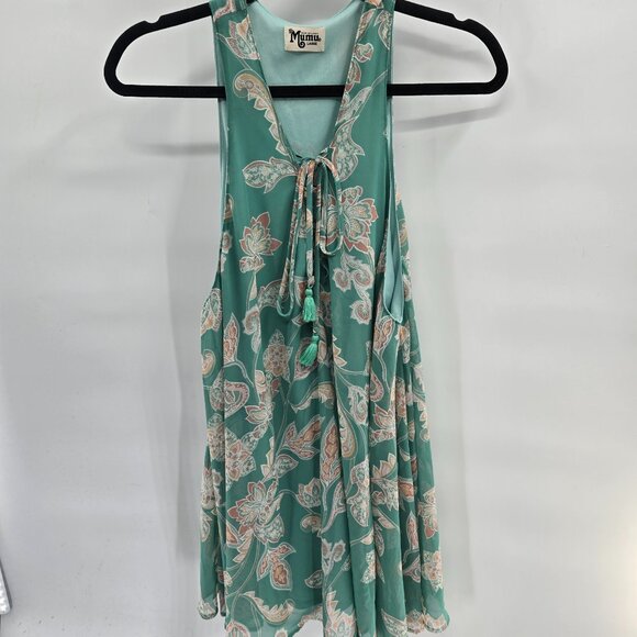 Show Me Your Mumu Teal Mini Rancho Mirage Sleeveless Lined Dress Size Large - Picture 1 of 8